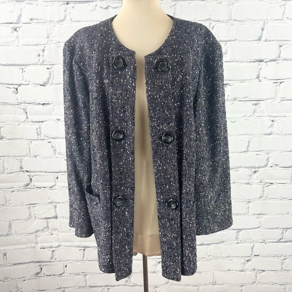 Lafayette 148 Women’s Wool Blend Tweed Blazer Jacket Purple Plus Size 18 Career - Picture 1 of 13